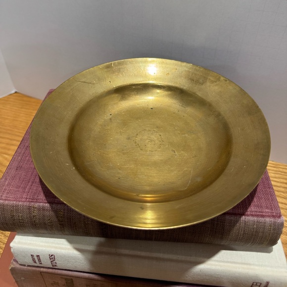 Brass Other - Vintage Brass Plate trinket dish candle holder MCM decor